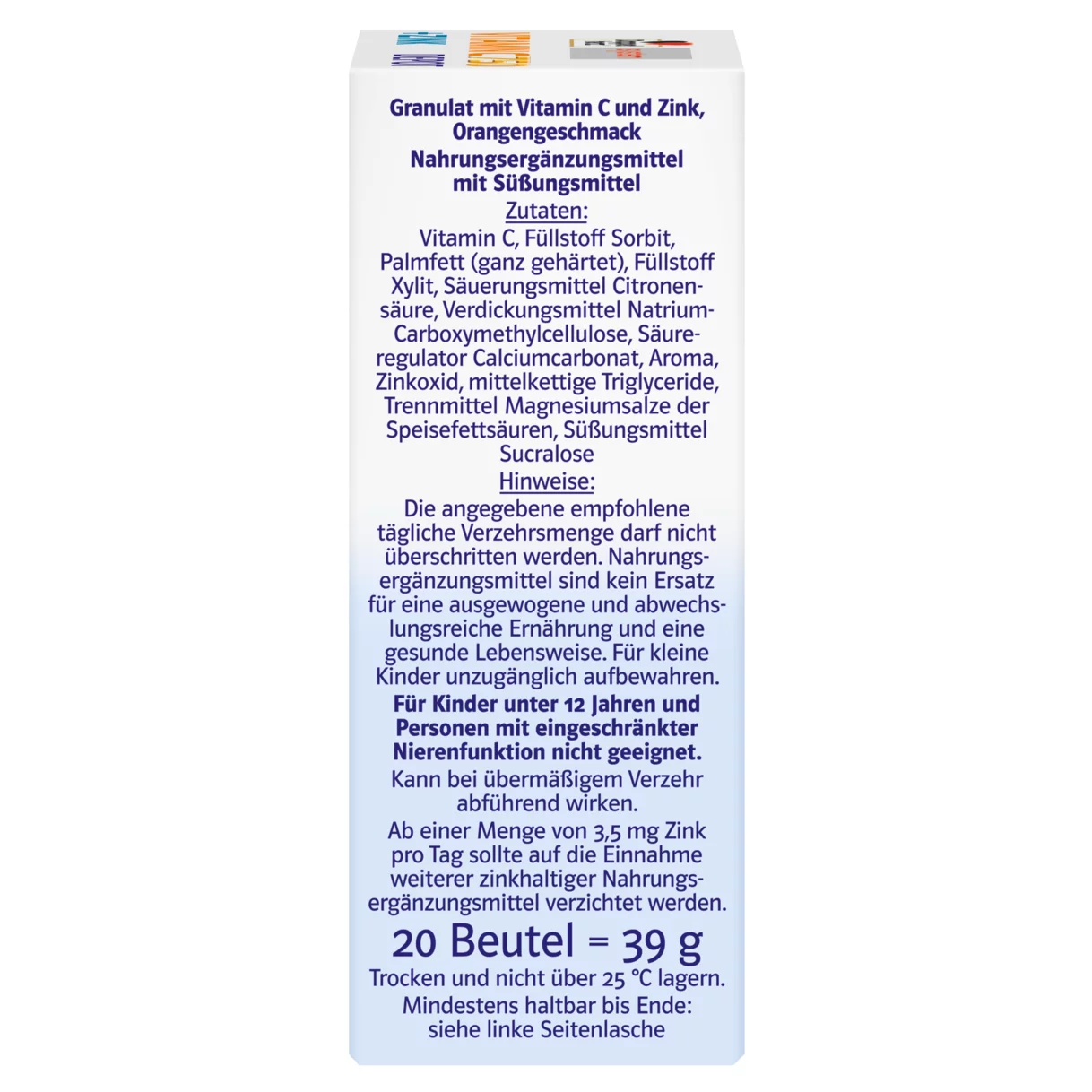 Abbildung der Produktverpackung Doppelherz system VITAMIN C 750 DEPOT Seitenansicht rechts